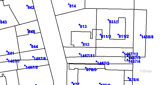 Parcela st. 812 v KÚ Dolní Chabry, Katastrální mapa