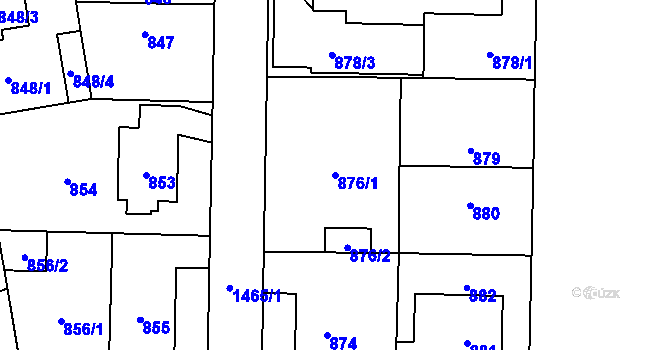 Parcela st. 876/1 v KÚ Dolní Chabry, Katastrální mapa