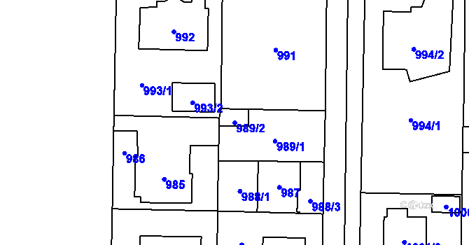 Parcela st. 989/2 v KÚ Dolní Chabry, Katastrální mapa