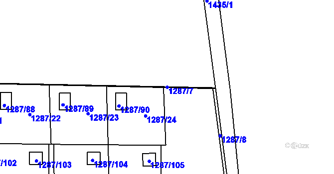 Parcela st. 1287/7 v KÚ Dolní Chabry, Katastrální mapa