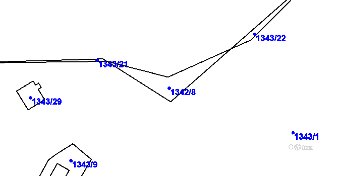 Parcela st. 1342/8 v KÚ Dolní Chabry, Katastrální mapa