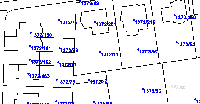 Parcela st. 1372/11 v KÚ Dolní Chabry, Katastrální mapa