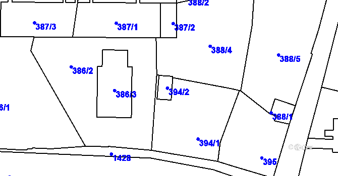 Parcela st. 394/2 v KÚ Dolní Chabry, Katastrální mapa