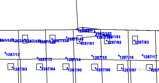 Parcela st. 1287/81 v KÚ Dolní Chabry, Katastrální mapa