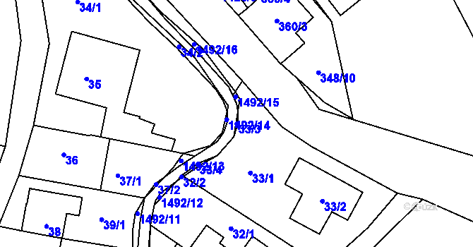 Parcela st. 33/3 v KÚ Dolní Chabry, Katastrální mapa
