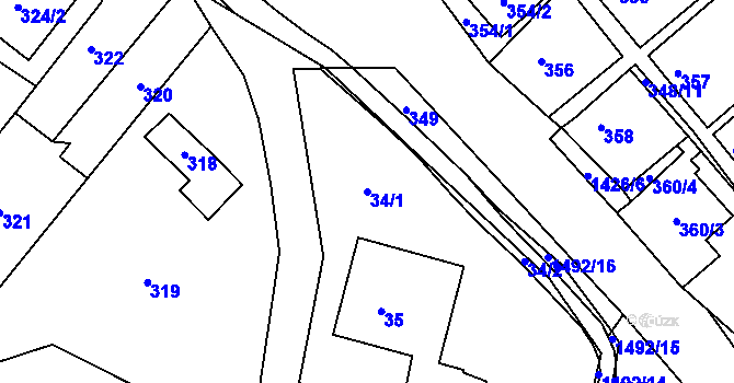 Parcela st. 34/1 v KÚ Dolní Chabry, Katastrální mapa