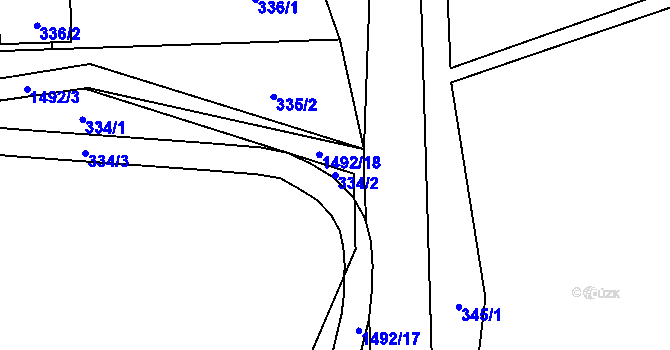 Parcela st. 334/2 v KÚ Dolní Chabry, Katastrální mapa