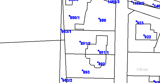 Parcela st. 891/2 v KÚ Dolní Chabry, Katastrální mapa