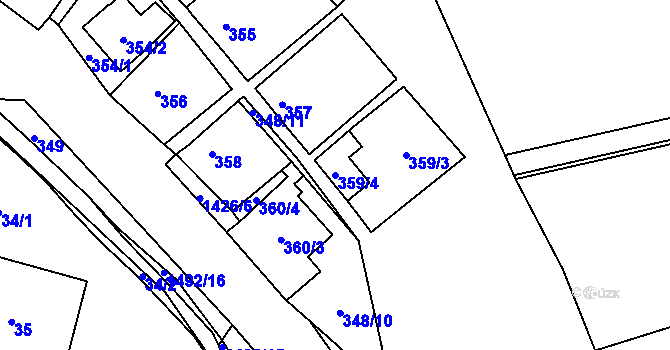 Parcela st. 359/4 v KÚ Dolní Chabry, Katastrální mapa