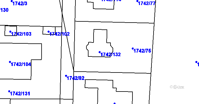 Parcela st. 1742/132 v KÚ Dolní Chabry, Katastrální mapa