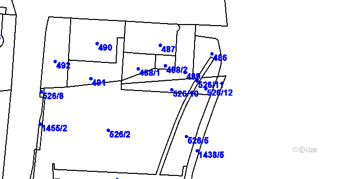 Parcela st. 526/10 v KÚ Dolní Chabry, Katastrální mapa