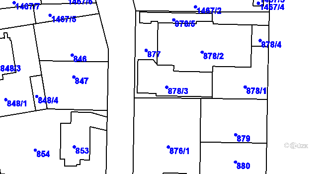 Parcela st. 878/3 v KÚ Dolní Chabry, Katastrální mapa