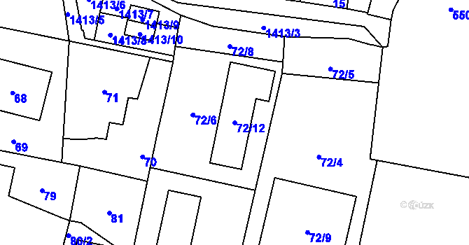 Parcela st. 72/12 v KÚ Dolní Chabry, Katastrální mapa