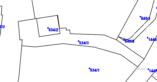 Parcela st. 534/3 v KÚ Dolní Chabry, Katastrální mapa