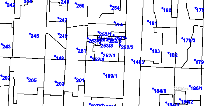 Parcela st. 252/1 v KÚ Dolní Chabry, Katastrální mapa