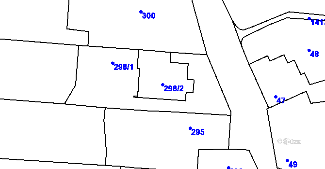 Parcela st. 298/2 v KÚ Dolní Chabry, Katastrální mapa