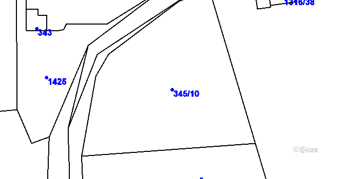 Parcela st. 345/10 v KÚ Dolní Chabry, Katastrální mapa