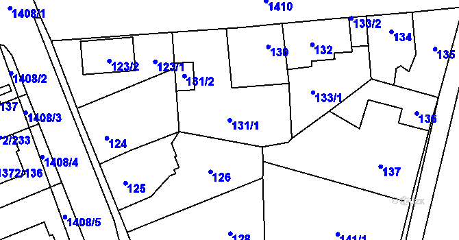 Parcela st. 131/1 v KÚ Dolní Chabry, Katastrální mapa