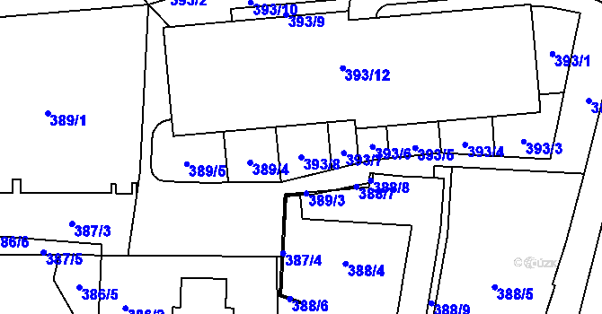 Parcela st. 393/8 v KÚ Dolní Chabry, Katastrální mapa