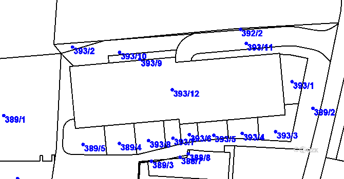 Parcela st. 393/12 v KÚ Dolní Chabry, Katastrální mapa