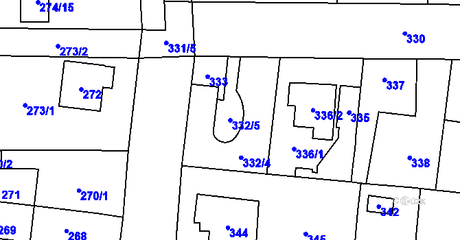 Parcela st. 332/5 v KÚ Ďáblice, Katastrální mapa