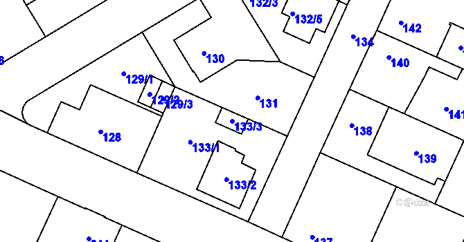 Parcela st. 133/3 v KÚ Ďáblice, Katastrální mapa