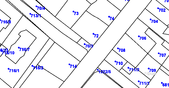 Parcela st. 70/3 v KÚ Ďáblice, Katastrální mapa