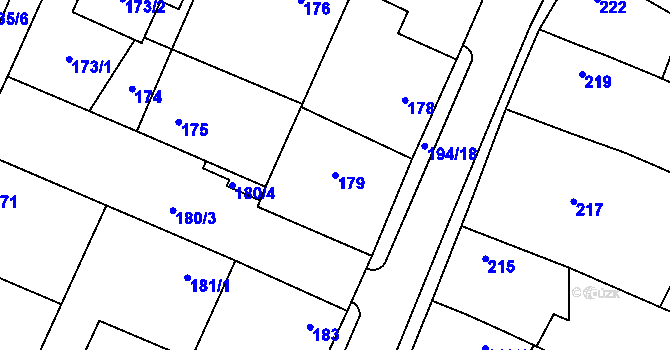 Parcela st. 179 v KÚ Ďáblice, Katastrální mapa