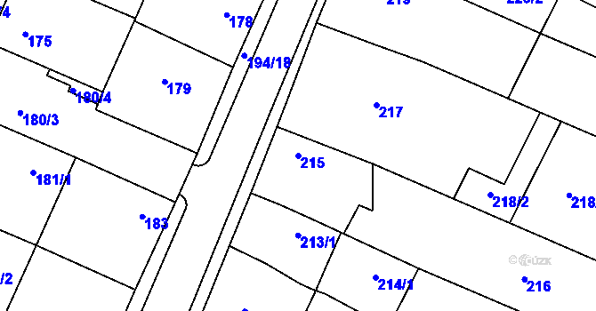Parcela st. 215 v KÚ Ďáblice, Katastrální mapa