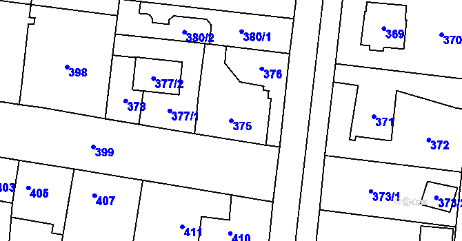 Parcela st. 375 v KÚ Ďáblice, Katastrální mapa