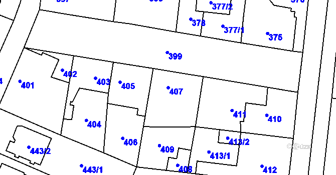 Parcela st. 407 v KÚ Ďáblice, Katastrální mapa