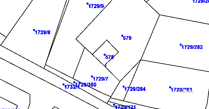 Parcela st. 578 v KÚ Ďáblice, Katastrální mapa