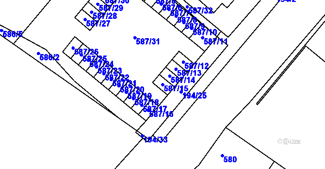 Parcela st. 587/15 v KÚ Ďáblice, Katastrální mapa