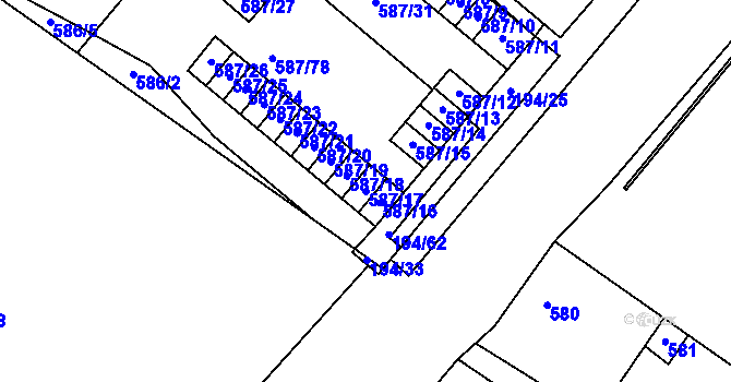 Parcela st. 587/17 v KÚ Ďáblice, Katastrální mapa