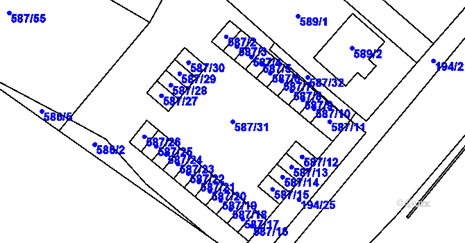Parcela st. 587/31 v KÚ Ďáblice, Katastrální mapa