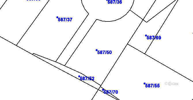 Parcela st. 587/50 v KÚ Ďáblice, Katastrální mapa