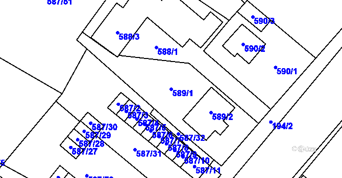 Parcela st. 589/1 v KÚ Ďáblice, Katastrální mapa