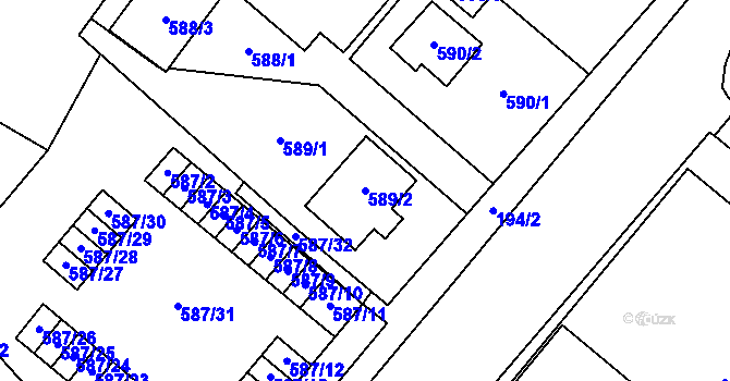 Parcela st. 589/2 v KÚ Ďáblice, Katastrální mapa