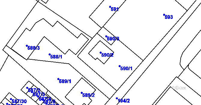 Parcela st. 590/2 v KÚ Ďáblice, Katastrální mapa