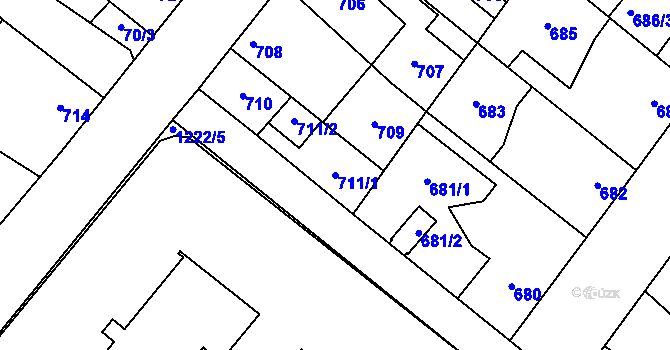 Parcela st. 711/1 v KÚ Ďáblice, Katastrální mapa