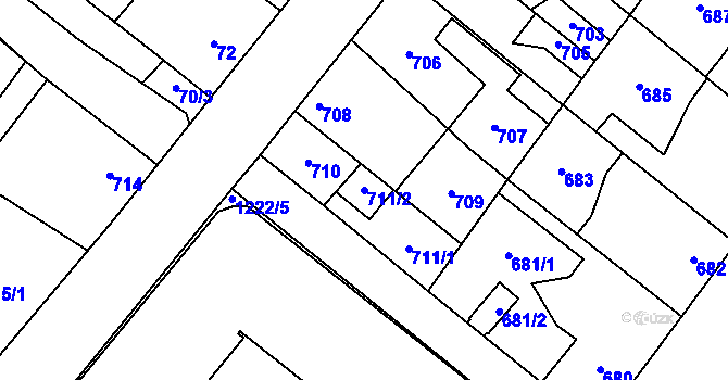 Parcela st. 711/2 v KÚ Ďáblice, Katastrální mapa
