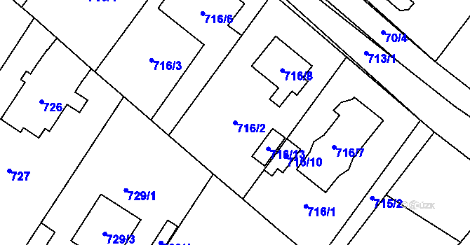 Parcela st. 716/2 v KÚ Ďáblice, Katastrální mapa