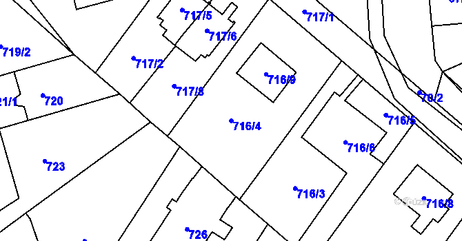 Parcela st. 716/4 v KÚ Ďáblice, Katastrální mapa