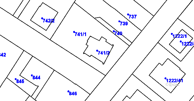 Parcela st. 741/2 v KÚ Ďáblice, Katastrální mapa