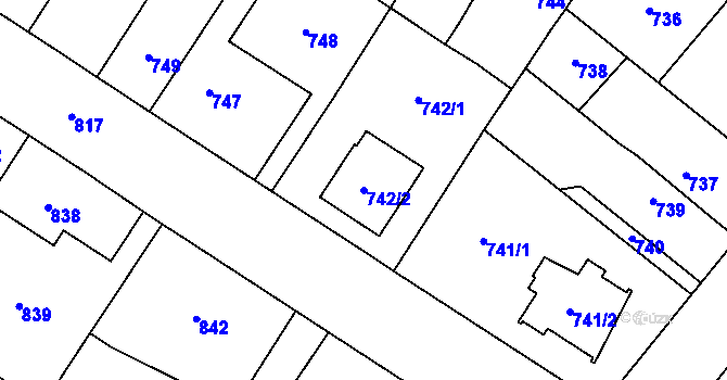 Parcela st. 742/2 v KÚ Ďáblice, Katastrální mapa
