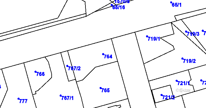 Parcela st. 764 v KÚ Ďáblice, Katastrální mapa