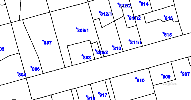Parcela st. 809/2 v KÚ Ďáblice, Katastrální mapa
