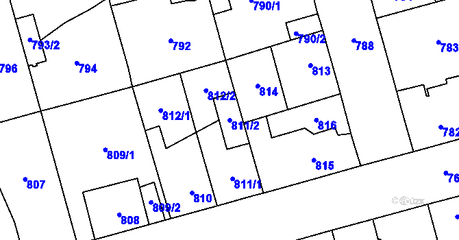 Parcela st. 811/2 v KÚ Ďáblice, Katastrální mapa