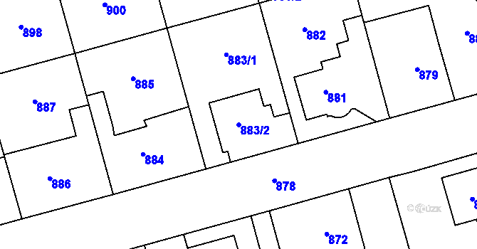 Parcela st. 883/2 v KÚ Ďáblice, Katastrální mapa