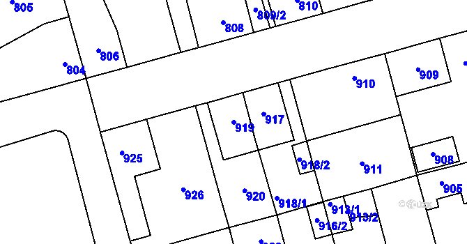 Parcela st. 919 v KÚ Ďáblice, Katastrální mapa